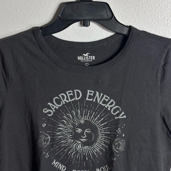 Hollister Women Gray Basic Crop Top Shirt size L - Picture 2 of 6